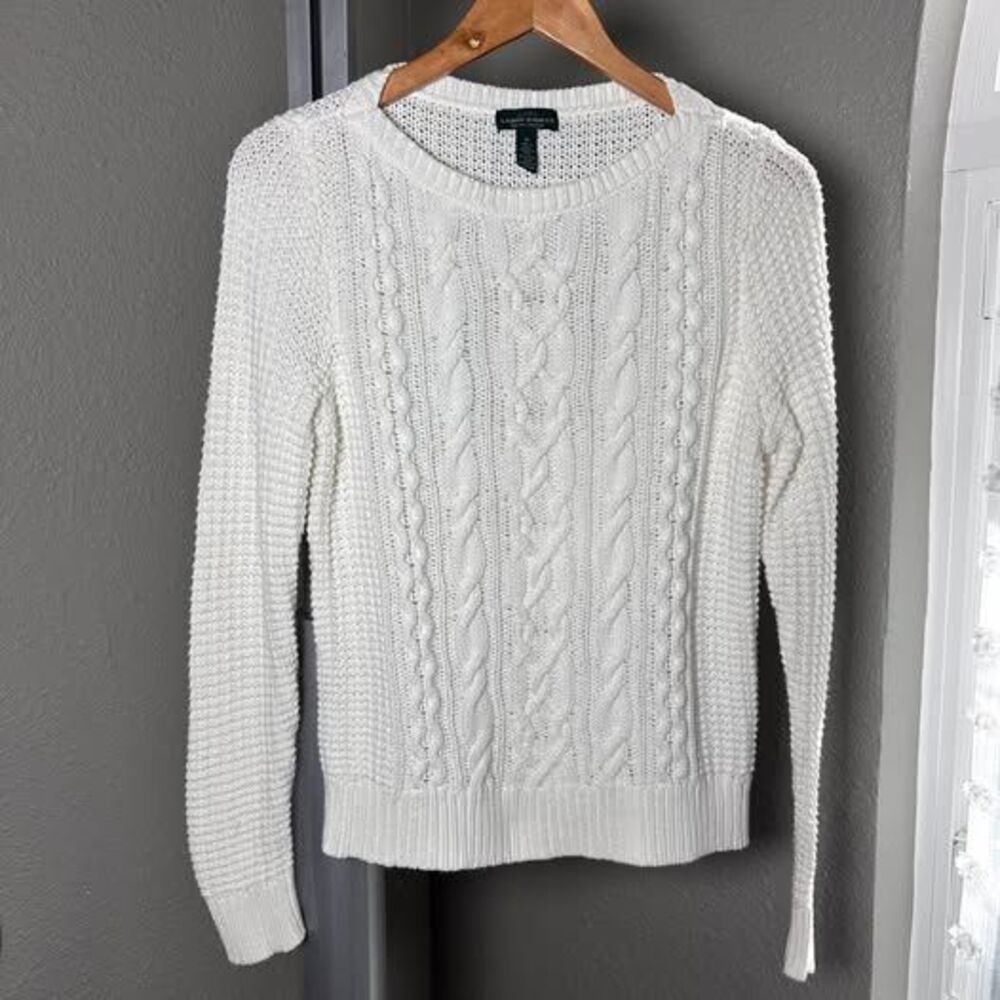 Lauren Jeans Co. Ralph Lauren Cotton Blend Cable Knit Sweater - Medium